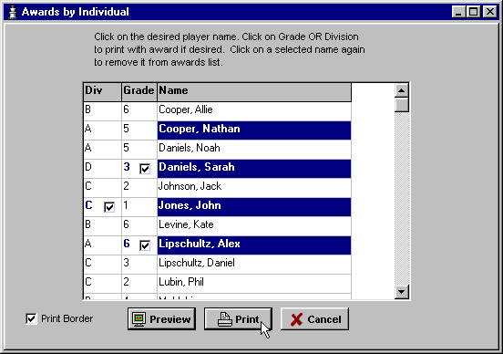 Awards by Individual screen